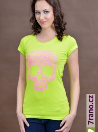 Dámské triko Flower Skull T - Zelená neon